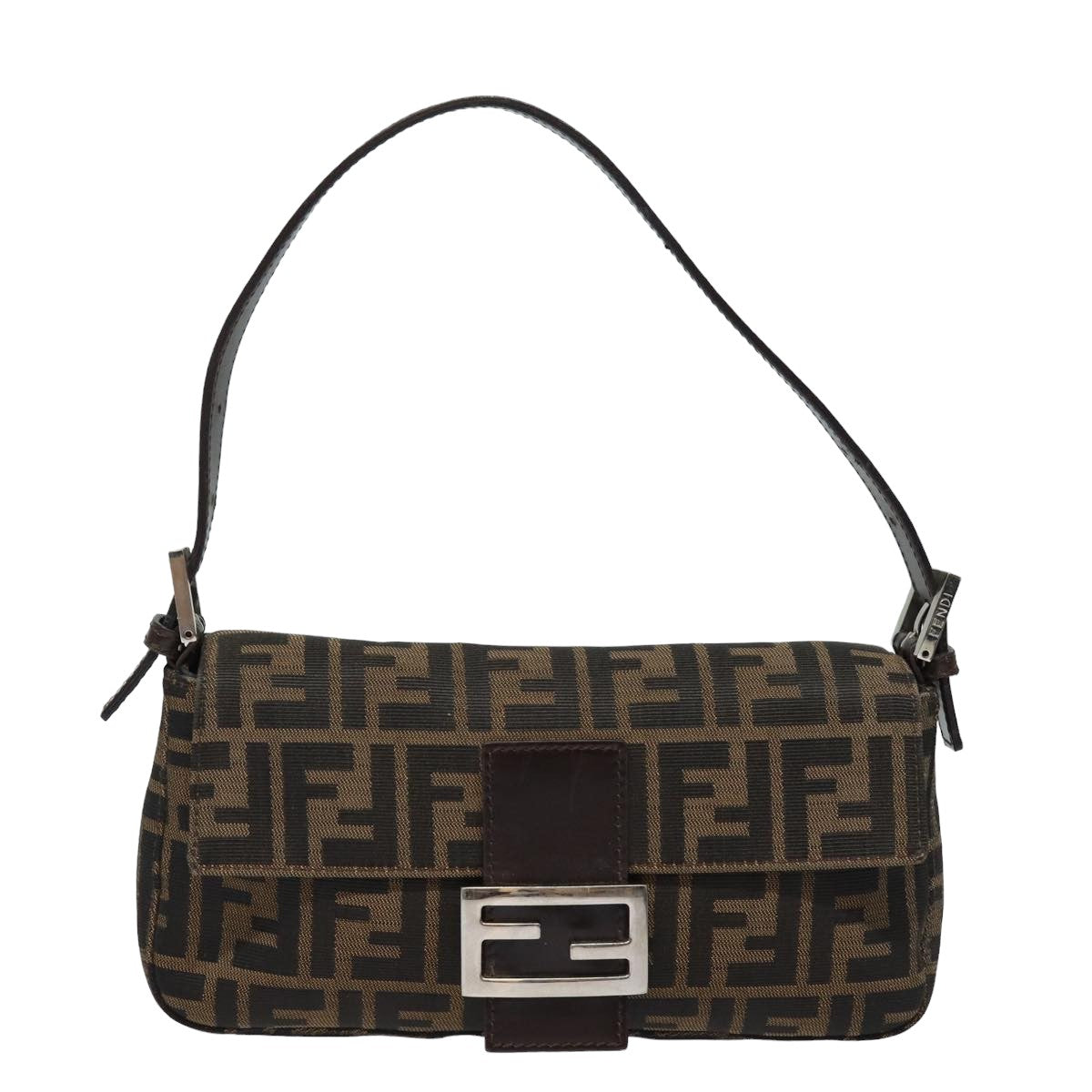FENDI Zucca Canvas Mamma Baguette Shoulder Bag Brown Blackki4560