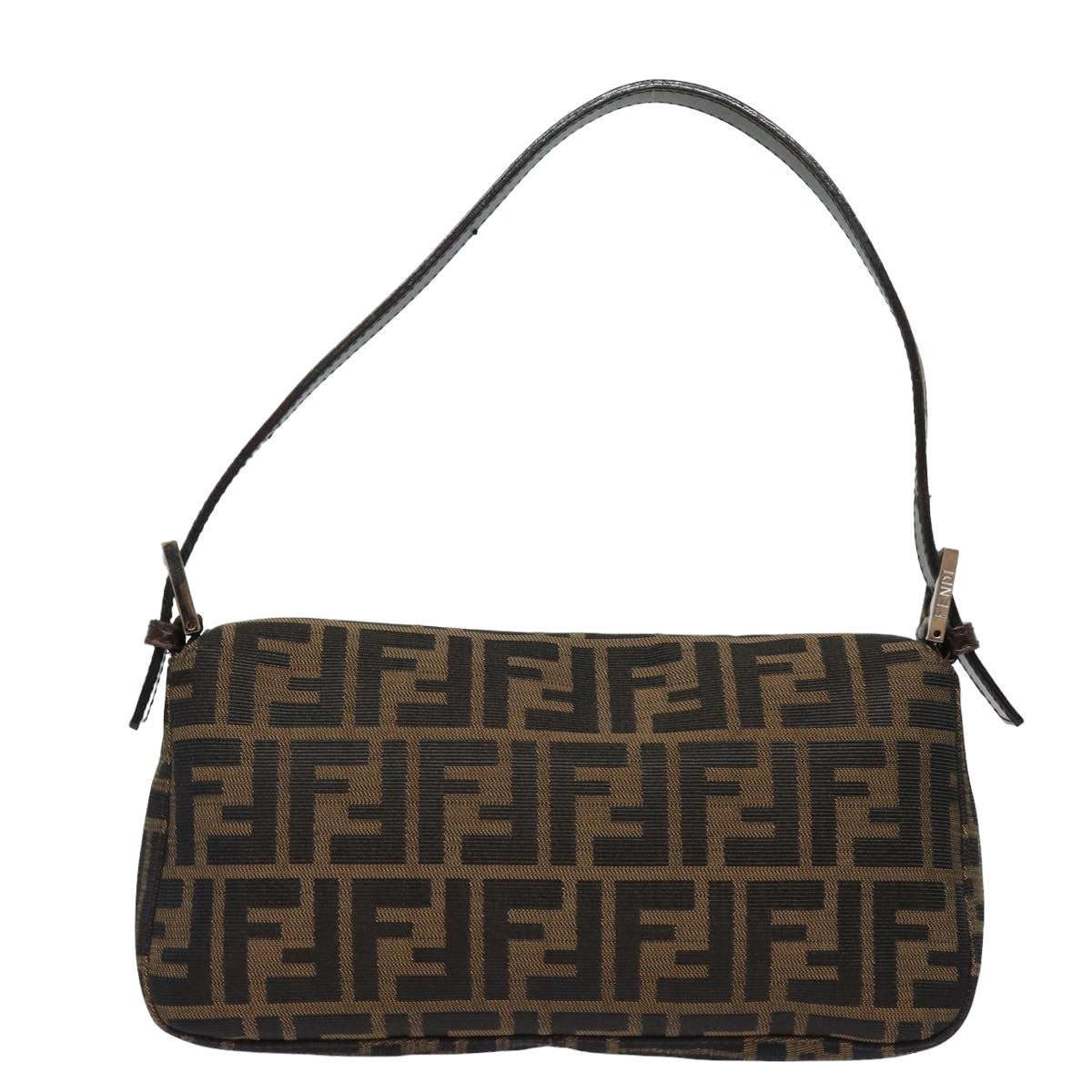 FENDI Zucca Canvas Mamma Baguette Shoulder Bag Brown Blackki4560