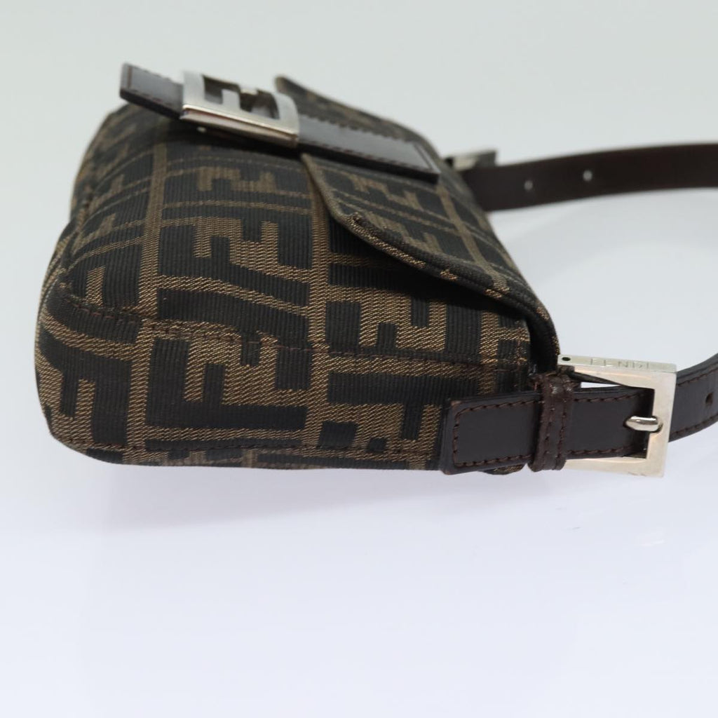 FENDI Zucca Canvas Mamma Baguette Shoulder Bag Brown Blackki4560