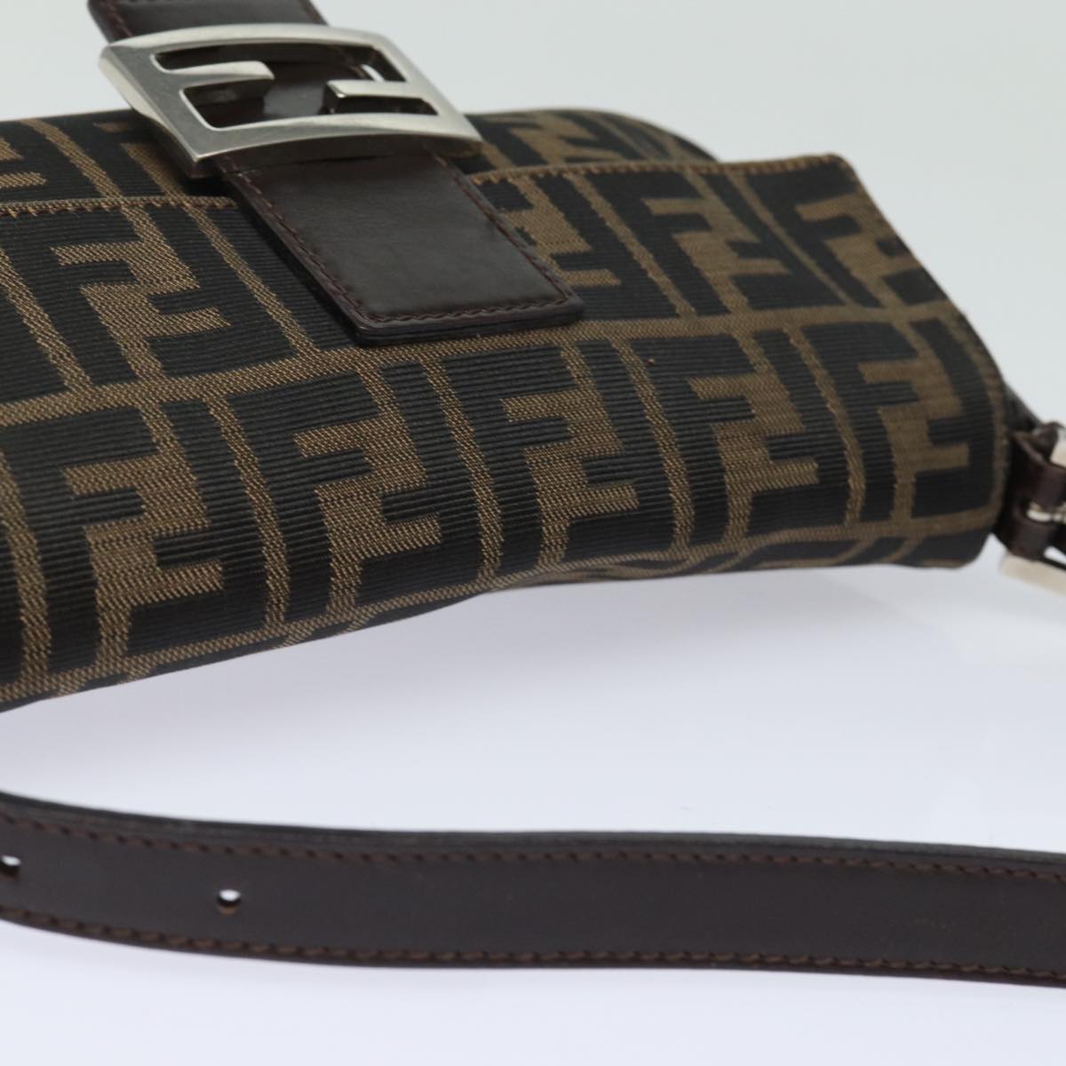 FENDI Zucca Canvas Mamma Baguette Shoulder Bag Brown Blackki4560