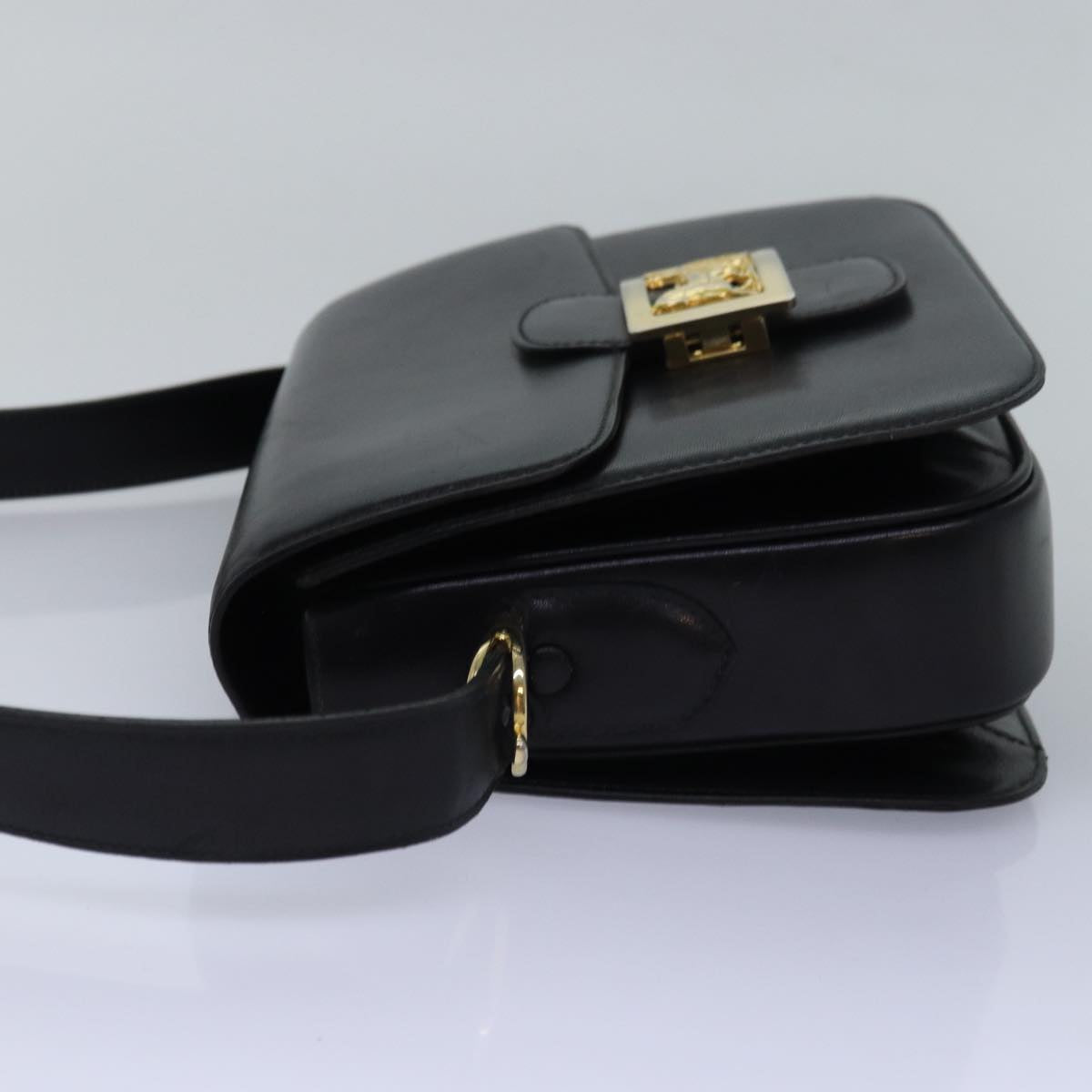 CELINE Horse Carriage Shoulder Bag Leather Black  ki4569