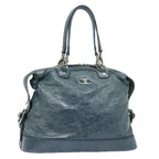 CELINE Tote Bag Leather Blue Auth ki4598