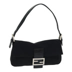 FENDI Mamma Baguette Shoulder Bag Nylon Black Silverki4707