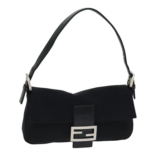 FENDI Mamma Baguette Shoulder Bag Nylon Black Silverki4707