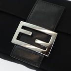 FENDI Mamma Baguette Shoulder Bag Nylon Black Silverki4707