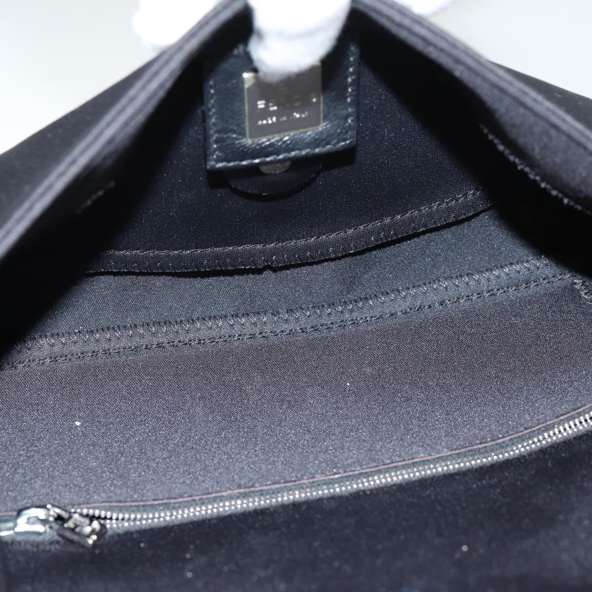 FENDI Mamma Baguette Shoulder Bag Nylon Black Silverki4707