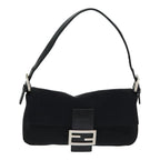FENDI Mamma Baguette Shoulder Bag Nylon Black Silverki4707