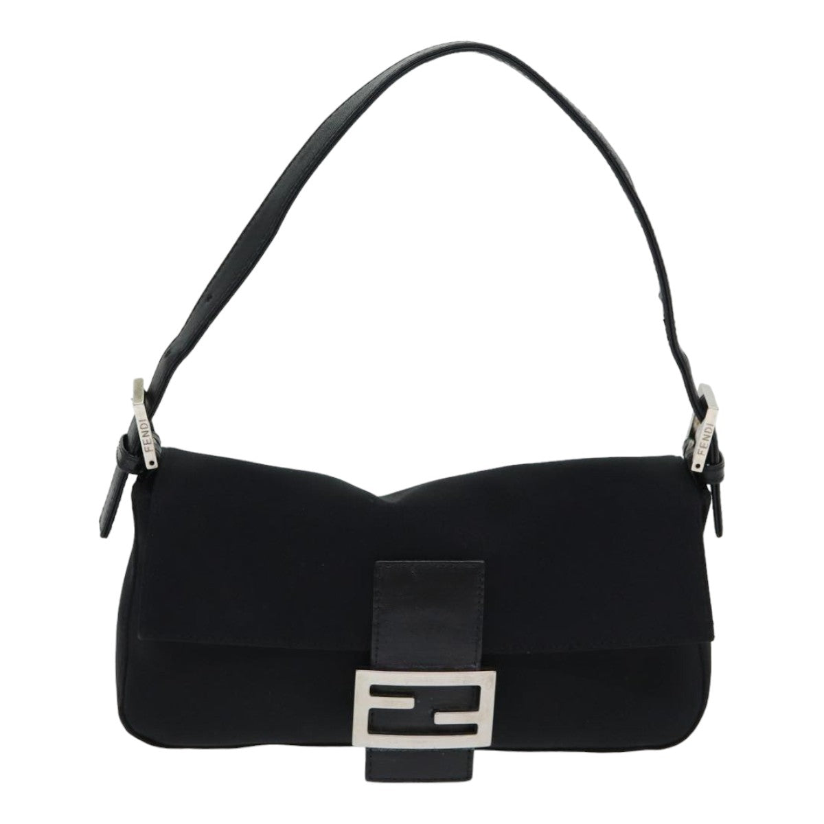 FENDI Mamma Baguette Shoulder Bag Nylon Black Silverki4707