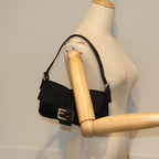 FENDI Mamma Baguette Shoulder Bag Nylon Black Silverki4707