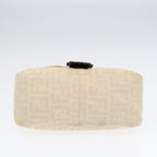 FENDI Mamma Baguette Shoulder Bag Canvas Leather White Brown Silverki4797