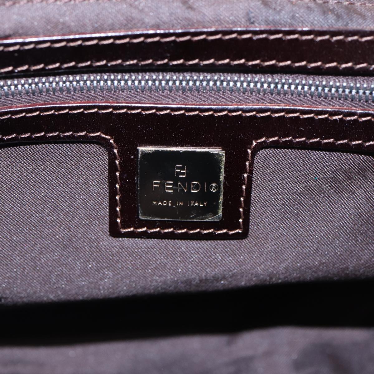 FENDI Mamma Baguette Shoulder Bag Canvas Leather White Brown Silverki4797
