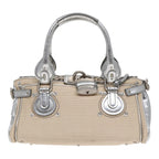 Chloe Paddington Hand Bag Canvas Leather Beige Silver ki4883
