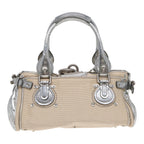 Chloe Paddington Hand Bag Canvas Leather Beige Silver ki4883