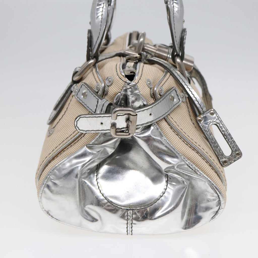 Chloe Paddington Hand Bag Canvas Leather Beige Silver ki4883