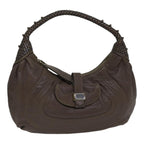 FENDI Zucca Shoulder Bag Leather Beigeki4903