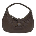 FENDI Zucca Shoulder Bag Leather Beigeki4903