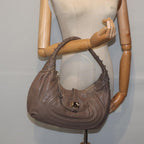 FENDI Zucca Shoulder Bag Leather Beigeki4903