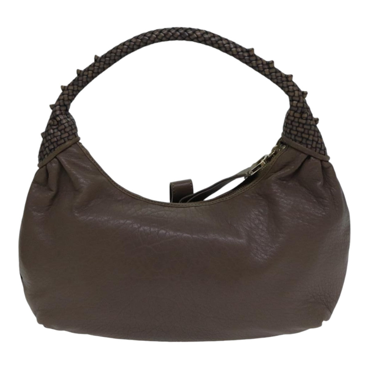 FENDI Zucca Shoulder Bag Leather Beigeki4903