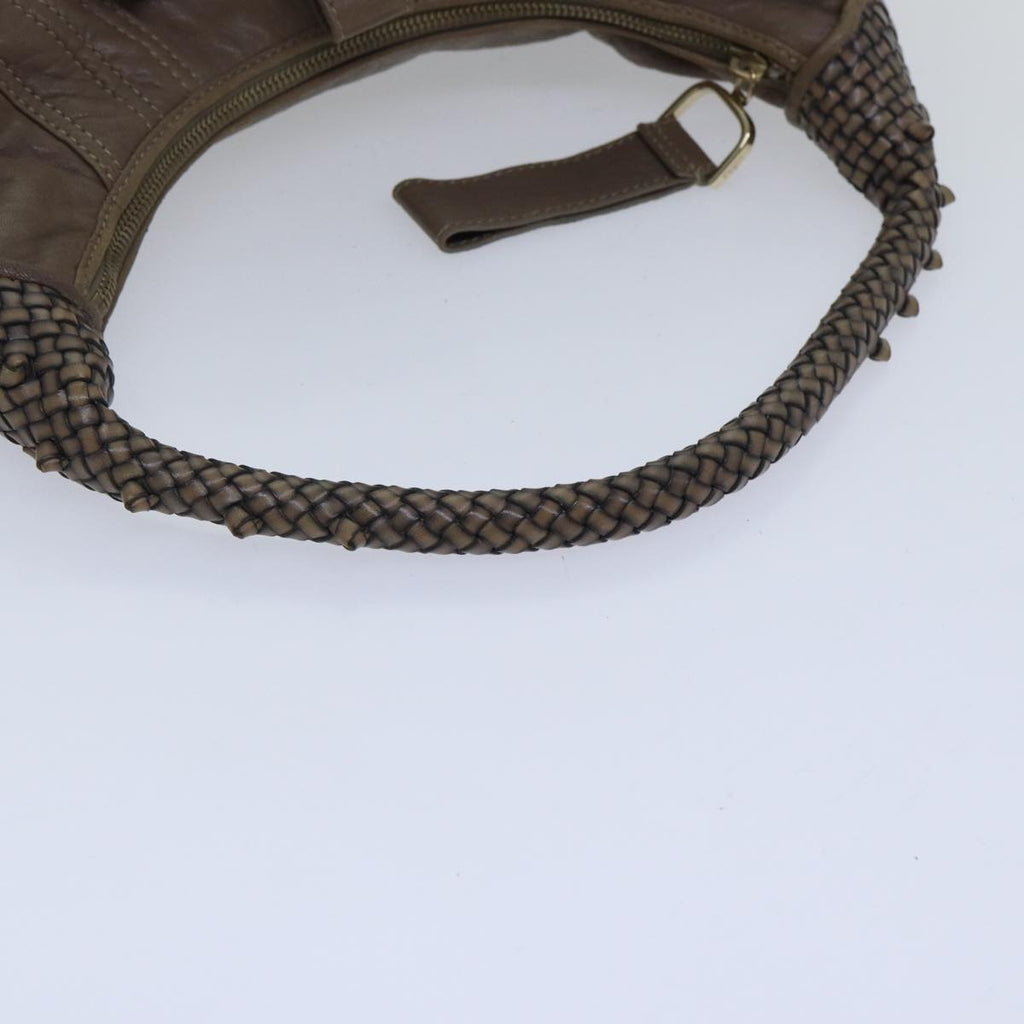 FENDI Zucca Shoulder Bag Leather Beigeki4903