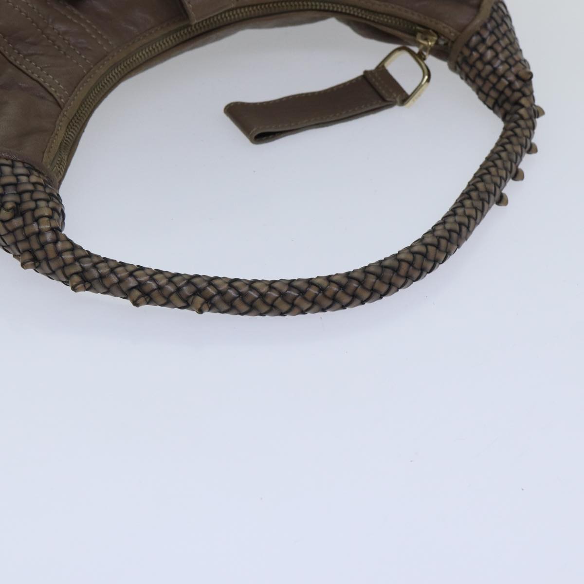 FENDI Zucca Shoulder Bag Leather Beigeki4903