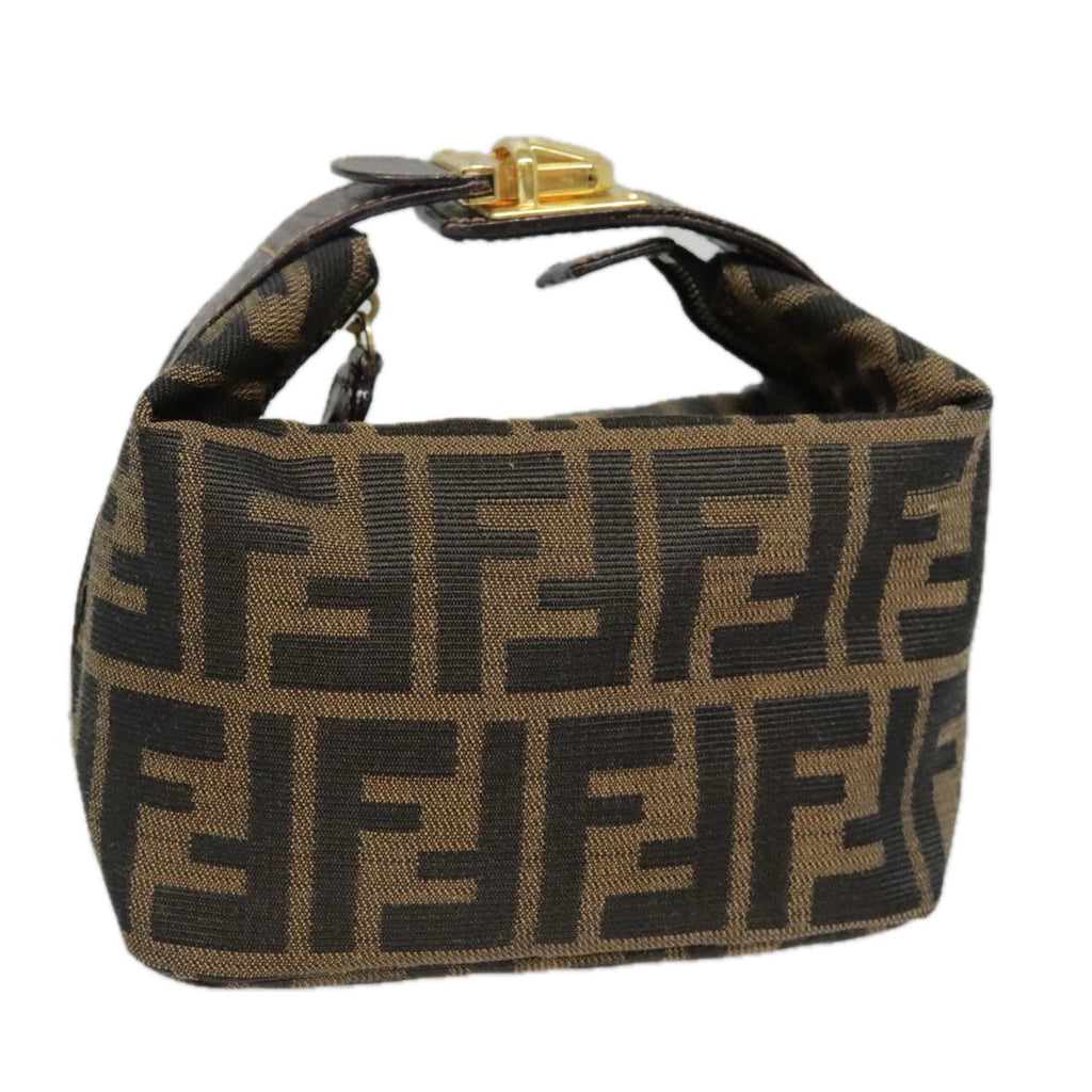 FENDI Zucca Canvas Pouch Brown Black goldki4972