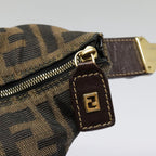 FENDI Zucca Canvas Pouch Brown Black goldki4972