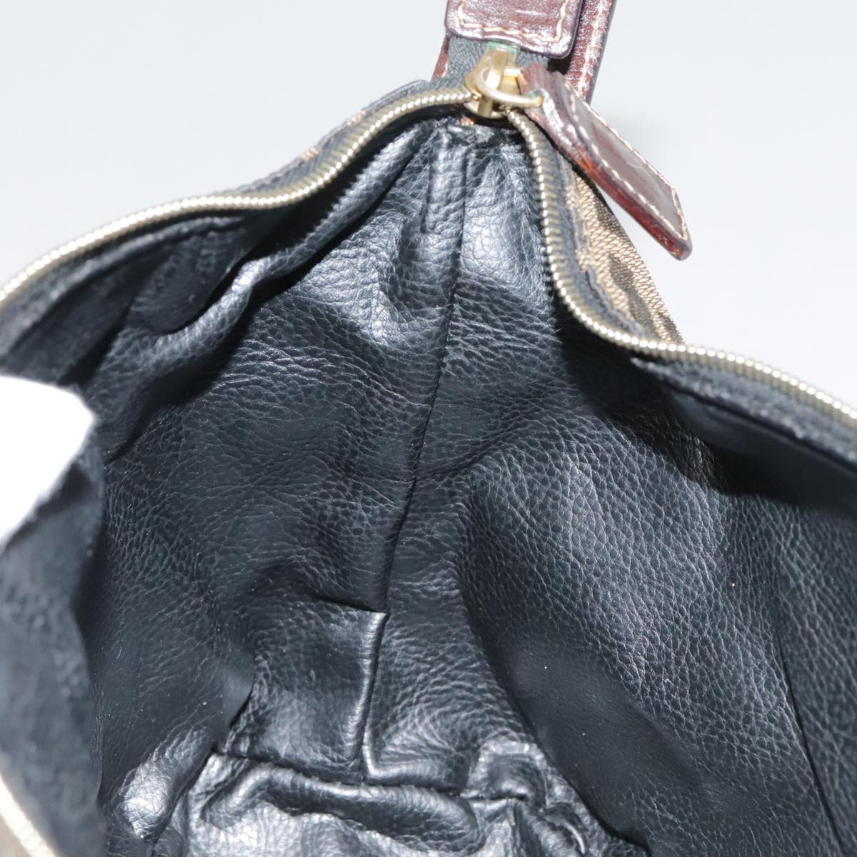 FENDI Zucca Canvas Pouch Brown Black goldki4972