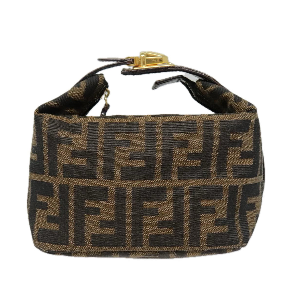 FENDI Zucca Canvas Pouch Brown Black goldki4972