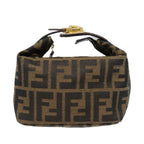FENDI Zucca Canvas Pouch Brown Black goldki4972