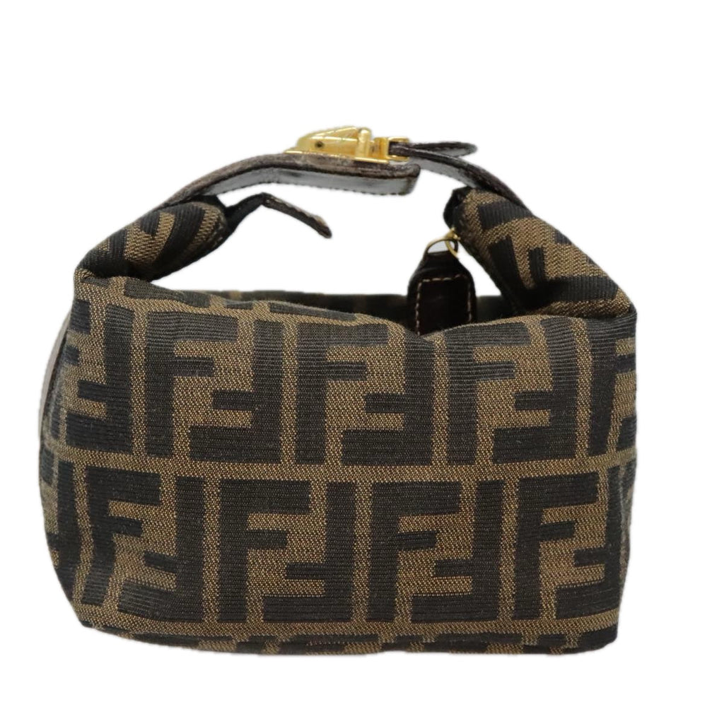 FENDI Zucca Canvas Pouch Brown Black goldki4972