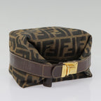 FENDI Zucca Canvas Pouch Brown Black goldki4972