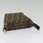 FENDI Zucca Canvas Pouch Brown Black goldki4972