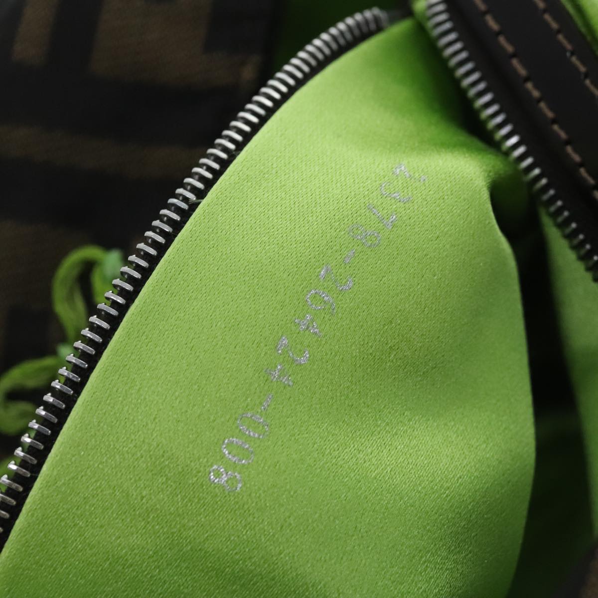 FENDI Zucca Canvas Flower Embroidery Mamma Baguette Bag Black Brownki4974