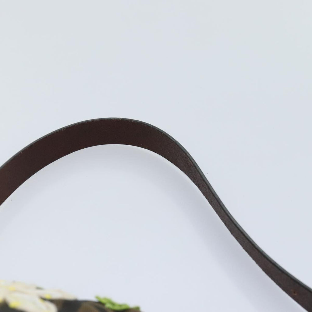 FENDI Zucca Canvas Flower Embroidery Mamma Baguette Bag Black Brownki4974