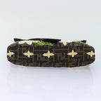 FENDI Zucca Canvas Flower Embroidery Mamma Baguette Bag Black Brownki4974