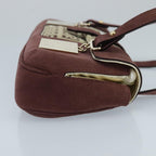 FENDI Zucchino Canvas Hand Bag Suede Beige Bordeauxki5026