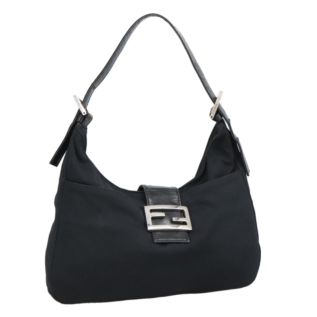 FENDI Mamma Baguette Shoulder Bag Nylon Black Silverki5124