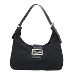 FENDI Mamma Baguette Shoulder Bag Nylon Black Silverki5124