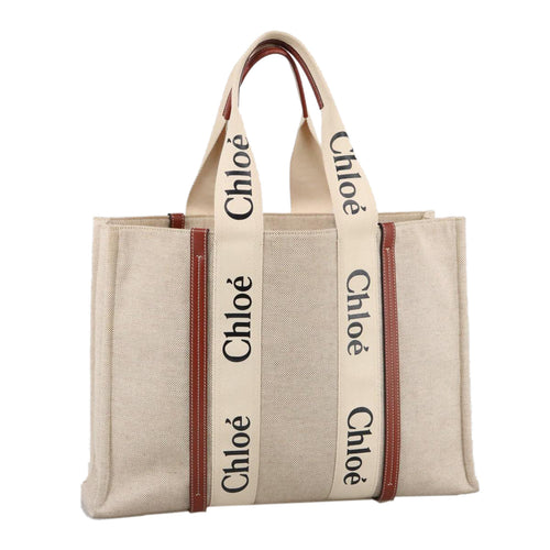 Chloe Tote Bag Canvas Leather Beige Brown ki5211