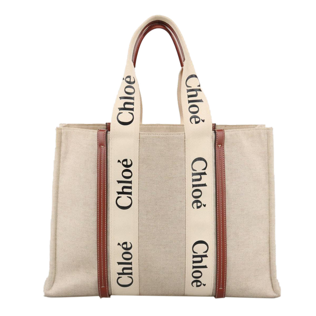 Chloe Tote Bag Canvas Leather Beige Brown ki5211