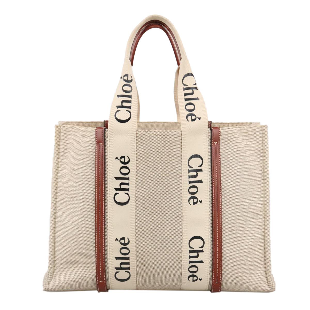 Chloe Tote Bag Canvas Leather Beige Brown ki5211