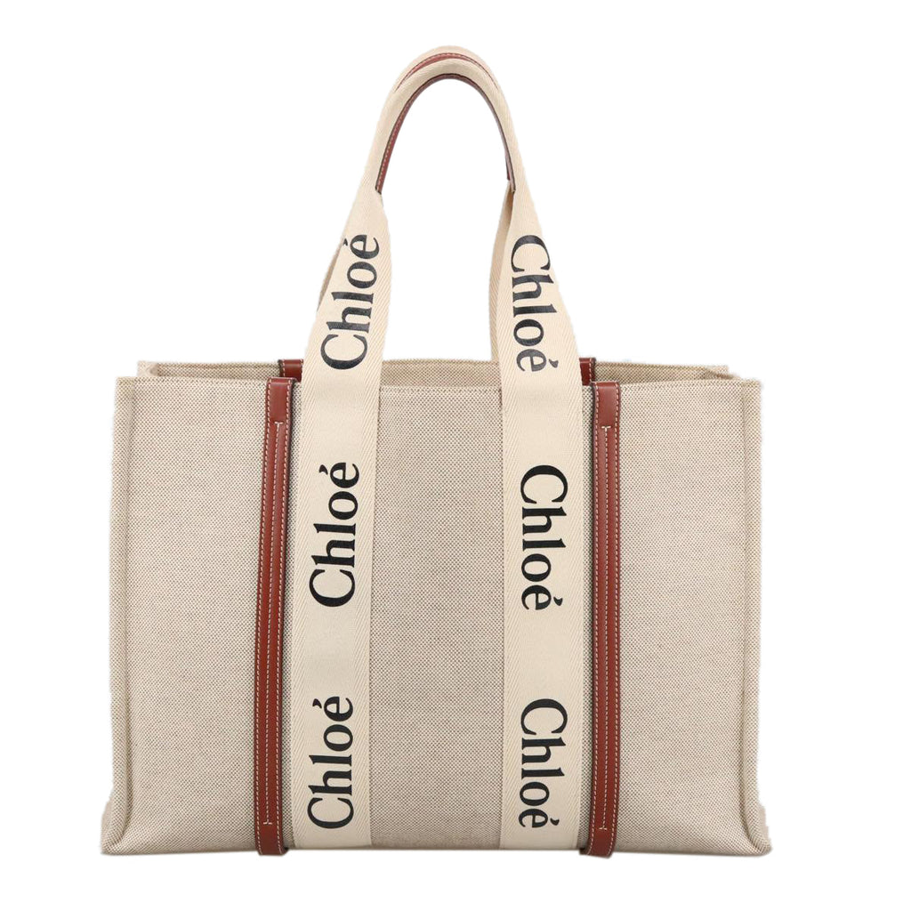 Chloe Tote Bag Canvas Leather Beige Brown ki5211