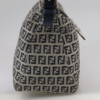 FENDI Zucchino Canvas Mamma Baguette Shoulder Bag Navy Silverki5282