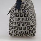 FENDI Zucchino Canvas Mamma Baguette Shoulder Bag Navy Silverki5282