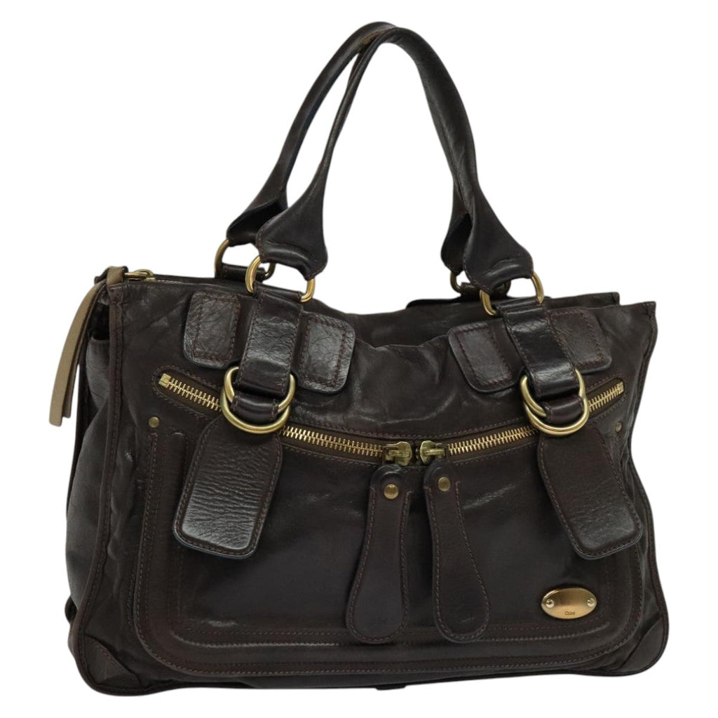 Chloe Bay Hand Bag Leather Brown ki5335