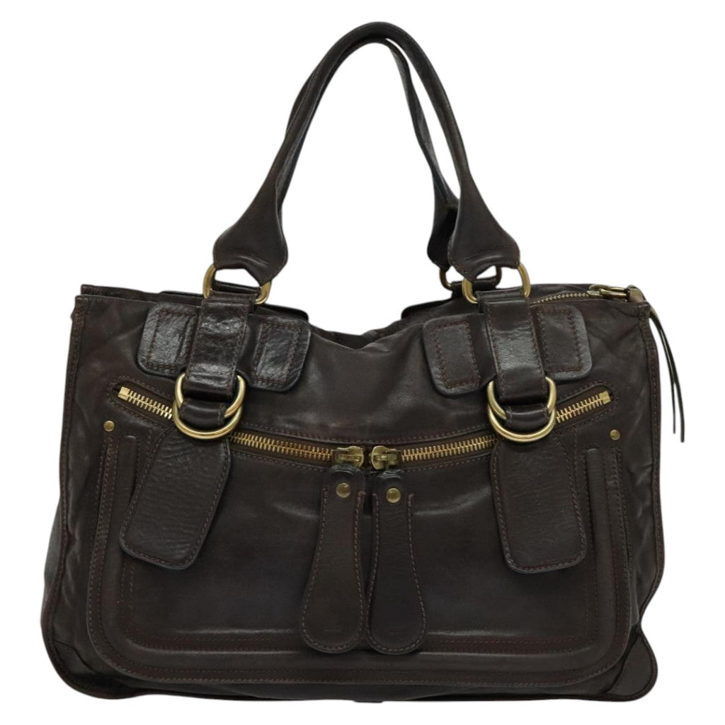 Chloe Bay Hand Bag Leather Brown ki5335