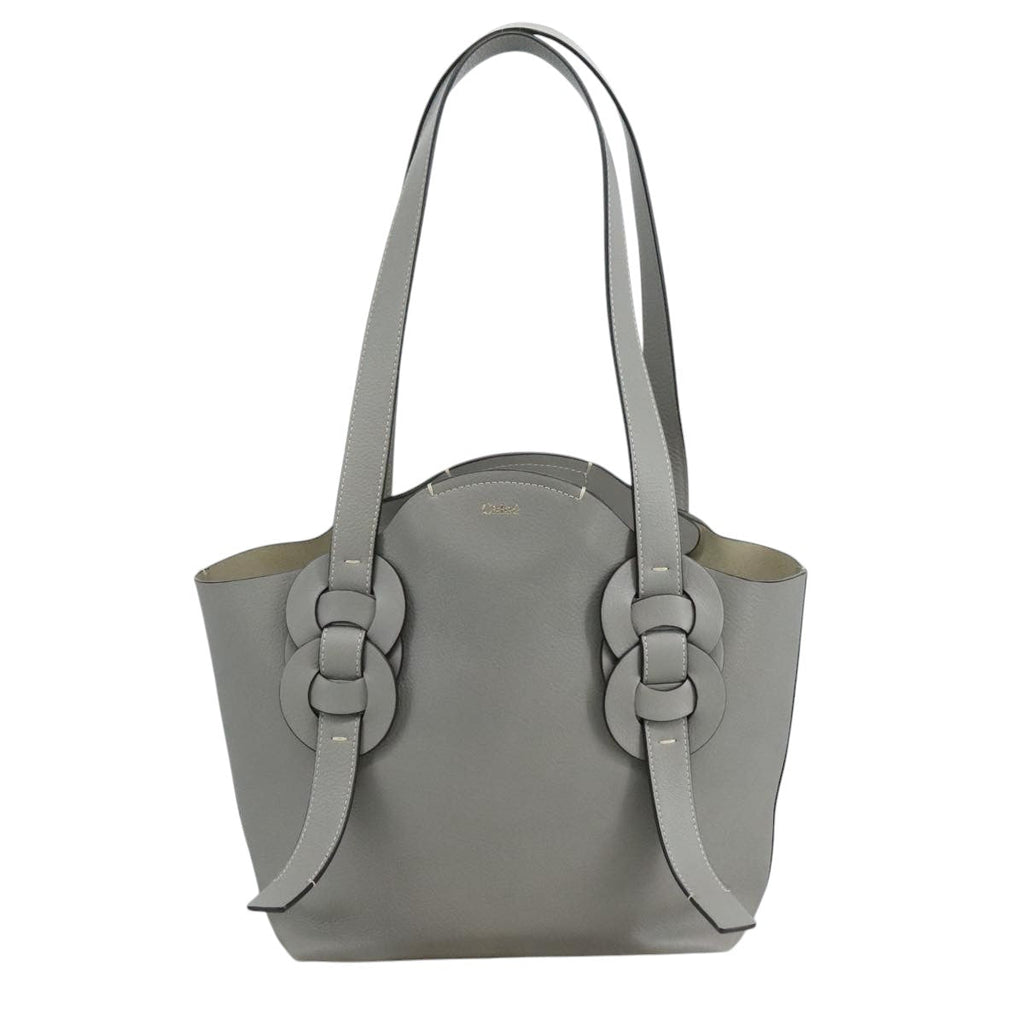 Chloe Darryl Tote Bag Leather Gray Gold ki5336