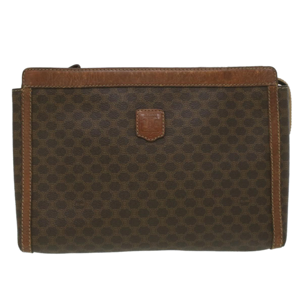 CELINE Macadam Canvas Coin Purse Clutch Bag PVC Leather 2Set Brown  kk159