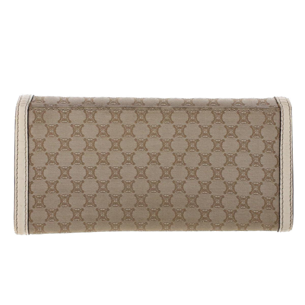 CELINE Macadam Canvas Long Wallet Leather Beige  kk176