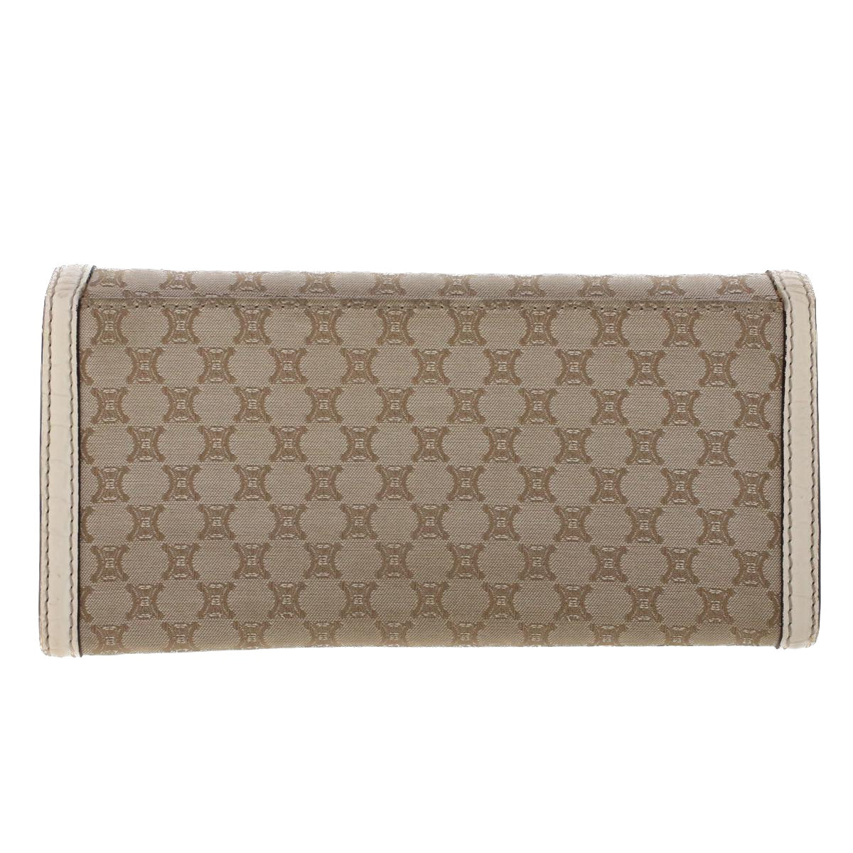 CELINE Macadam Canvas Long Wallet Leather Beige  kk176